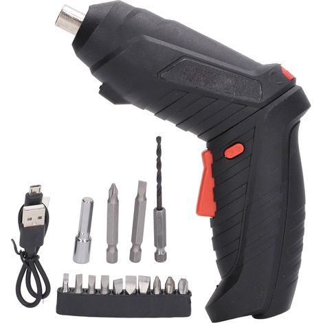 Perceuse électrique sans fil rechargeable USB, avec éclairage intégré, inverseur un bouton, connecteur magnétique, dissipation thermique et accessoires (1/5)