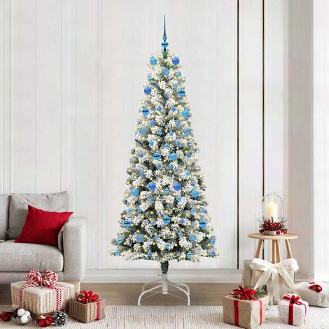 Künstlicher klappbarer Weihnachtsbaum Grün und Weiß 210 cm