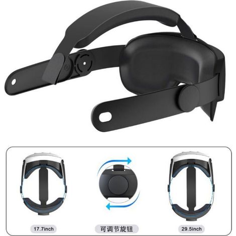 Lunettes De Protection VR - Compatible Oculus Meta Quest 3 - Sangle Ajustable Coussins PU - 161 G - Noir (1/4)