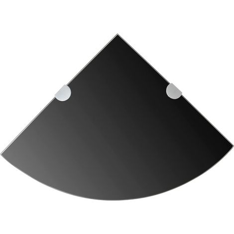 Mensola angolare con staffe cromate e vetro nero 35 x 35 cm 2702221/2