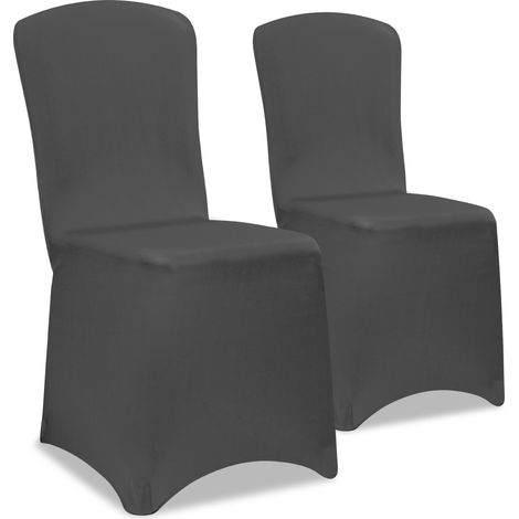 DETEX® Stuhlhussen 2er Pack Stretch Stuhlbezüge Öko-Tex Stuhl Hussen Bezug Überwurf Set Hochzeit Party Weihnachten  anthrazit