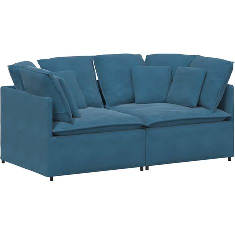 Divano Modulare con Cuscini in Velluto Blu vidaXL (1/5)