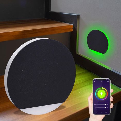 LED Treppenleuchte rund schwarz - Lichtfarbe: Smart Tuya RGB CCT 3W - Lichtaustritt: Orbis (1/5)