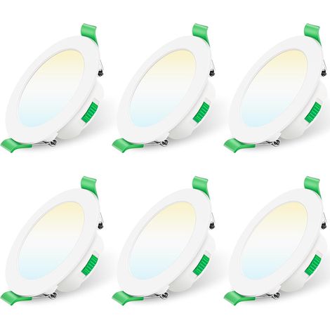 LaBlanc - Faretto da incasso a LED dimmerabile 230V 7W Faretto da soffitto 3000K 4000K 6500K Faretto da incasso a soffitto orientabile IP44 impermeabile per bagno, soggiorno, confezione da 6, rotondo, (1/5)