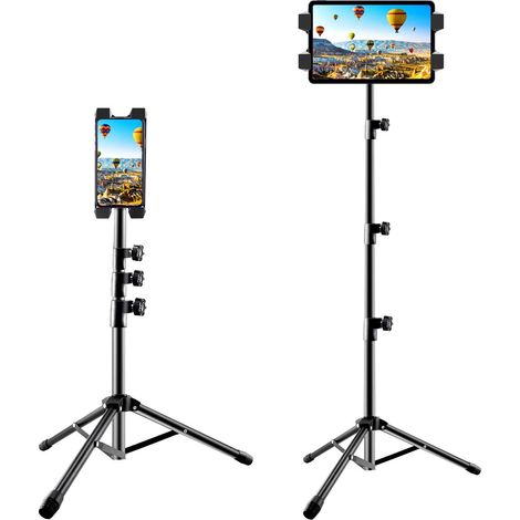 unho Tablet Smartphone Ständer, Verstellbare Tablet Stativ mit 360 Grad Drehung Handy Halterung, Universal für Handy und alle 4,7 bis 12,9 Zoll Tablets