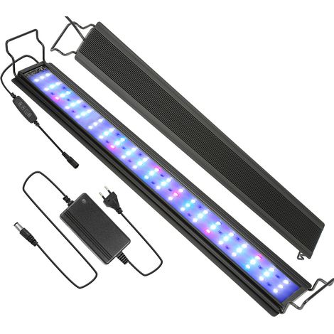 Randaco – Lampe LED aquarium 64-90 cm 28W – 3 modes d'éclairage – Luminosité réglable 100-10% – Économie d'énergie – Support ajustable