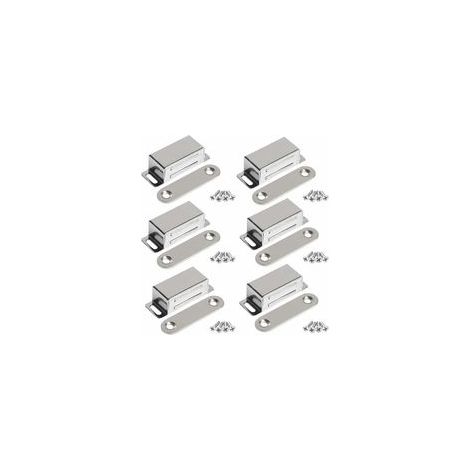 Aimants pour meubles – Lot de 6 – Force magnétique 10 kg – Acier inoxydable avec vis – Dimensions 45 × 15 × 15 mm