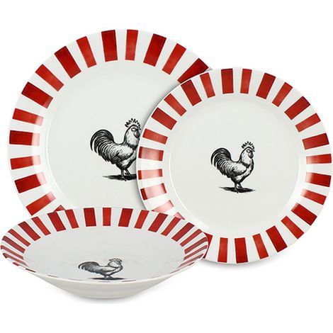 Service de table 36 pièces en porcelaine, COCORICO