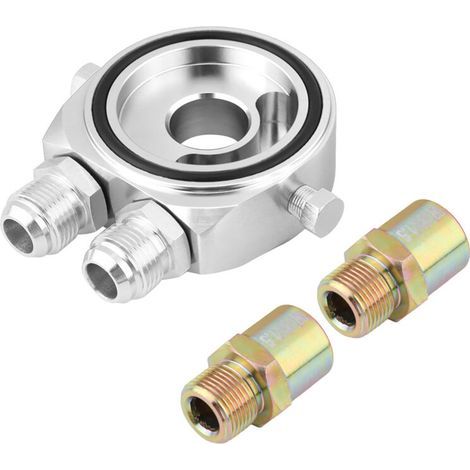 M20 x 1,5 Aluminium Sandwich-Ölfilteradapter - Für Ölfilter, Sandwichplattenkühler - 1/8 NPT-Adapter - Ölkühlungsset (Silber). (1/5)