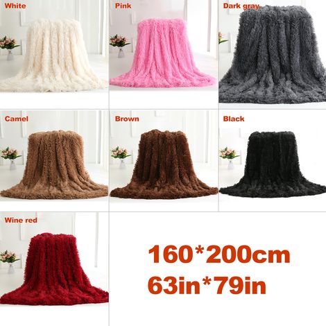 Couverture longue en fourrure super douce, fausse peluche, légère, chaude et confortable, décorative pour canapé, lit, chaise, 63 x 79 pouces (1/5)