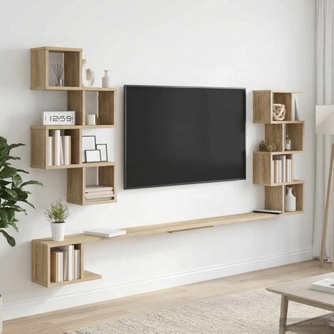 vidaXL Wall-Mounted TV Shelf Sonoma Oak 200 x 15 x 94 cm (1/5)
