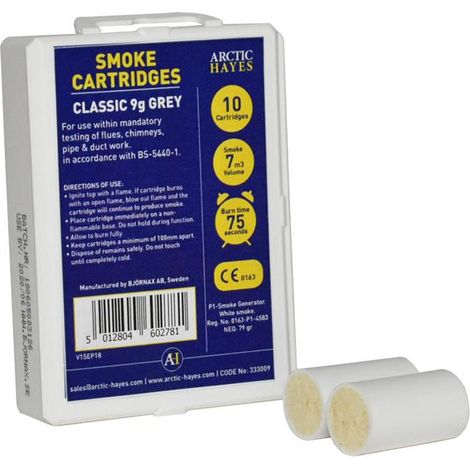 Arctic Hayes Classic 9g White Smoke Cartridges – Pack of 10 (Model ARC333009)