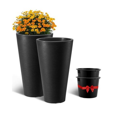 Pot de Fleurs - Lot de 2 Grande Jardinière Plantes Conique 590 mm (1/5)