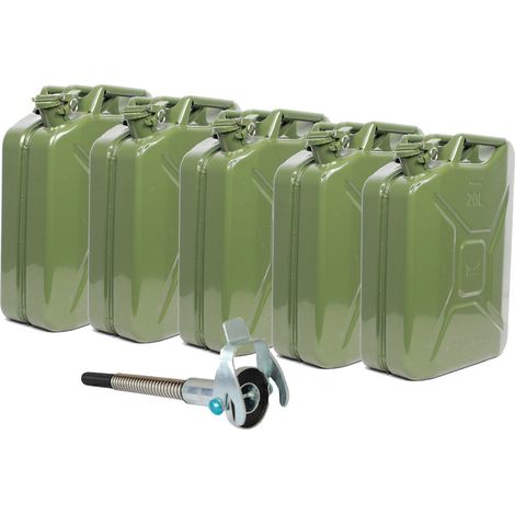 5x Metallkanister 20l Kanister Benzinkanister + 1x Ausgießer (1/5)