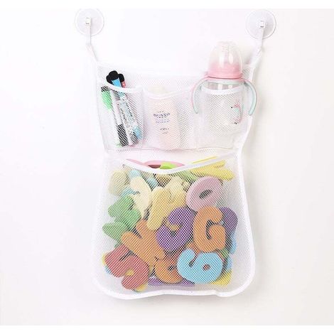 Filet de Rangement Salle de Bain Jouet de Stockage Sac à Jouet du Bain avec 2 Crochets Robustes Auto-Adhésifs 3245cm (1/4)
