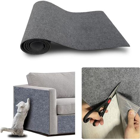Selbstklebende Katzenkratzmatte 40x250cm Hellgrau Kratzfester Katzensofa-Schutz für Wände Böden Sofas Stühle