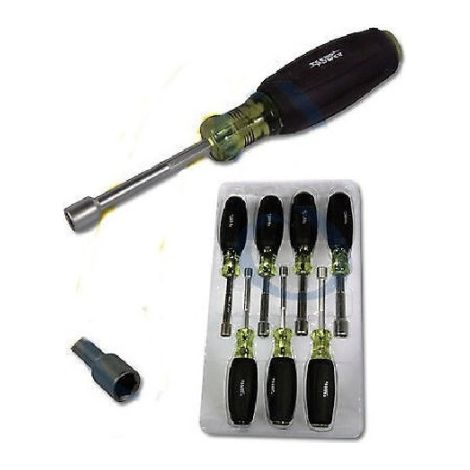 Trade Shop - Juego 7 Destornilladores De Impacto Cr-v Cromo Vanadio Vasos Ergonómicos -