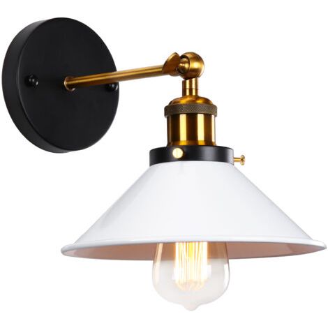 royaluxe- Applique Murale Rétro Moderne Ø22CM Lampe Murale Vintage D'Intérieur Applique Murale Simple En Métal (Blanc) Ampoule E27 Pour Éclairage Intérieur (1/5)