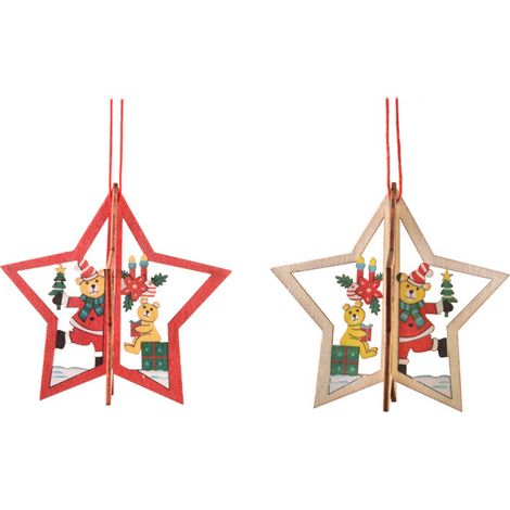 Pendentif Arbre De Noël En Bois - Décoration Festive Pour Sapin Table Cheminée - Lot De 6 (1/5)