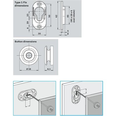 GIUNZIONE BUTTON-FIX TYPE1 in METALLO con riscontro