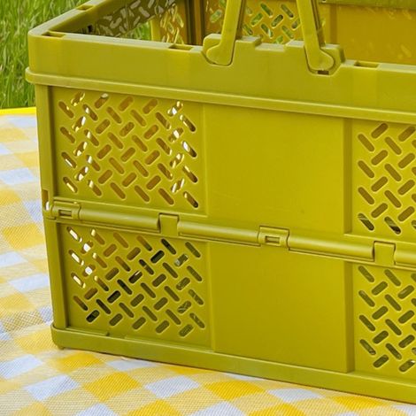 Panier de pique-nique pliable extérieur, panier de courses pliant style japonais vert olive, panier à linge sale portable 4, panier de pique-nique prévente (1/3)