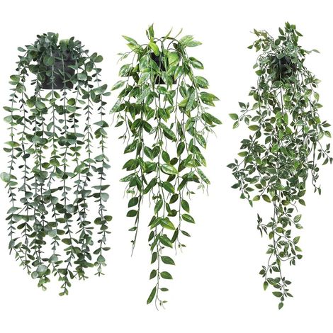 Plantes Suspendues Artificielles Paquet de 3 Faux Plantes En Pot Pour Mur Maison Chambre Bureau Décoration Intérieure (1/5)
