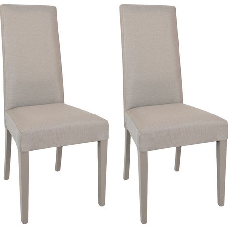 LASCALA - Lot de 2 Chaises Tissu Chamois et Pieds Laqués (1/2)