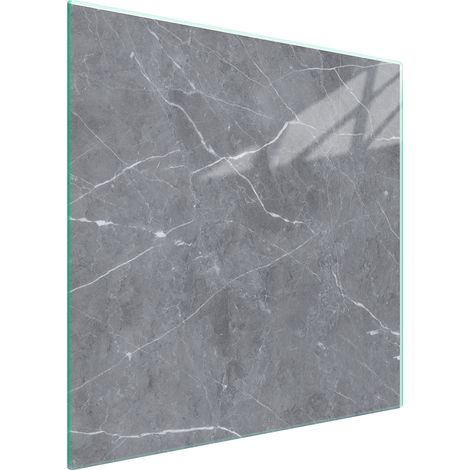 Plaque de protection en verre pour poêle 50x52 marbre (1/5)