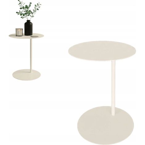 Tavolino laterale per laptop, color crema, in metallo, El Valle S Fi 40x50 (1/5)