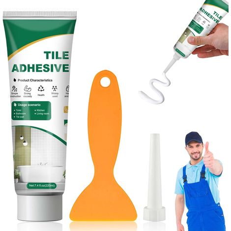Colle a Carrelage, Colle Carrelage salle de bain, Joint carrelage Blanc, colle carrelage piscine, Coulis Étanche pour Carreaux pour Réparer les Rayures, Trous, Fissures(220g) (1/5)