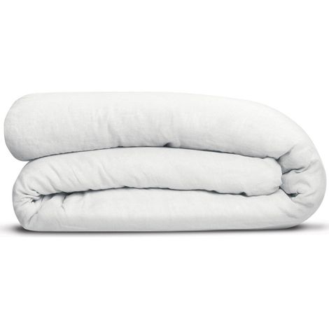 Housse de couette blanc 260 x 240 cm avec finition rabat bouteille de 40 cm - PANGIVO (1/3)