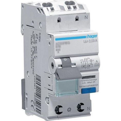 Hager FILS 1/N 6KA C16A 30MA AG QCQB (ADS966G)
