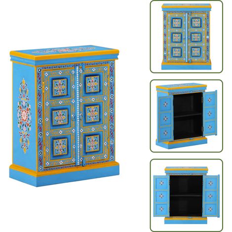 Buffet Bois massif de manguier Peinture manuelle turquoise - Buffet - Buffets - Buffet En Bois - Placard