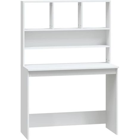 vidaXL Escritorio estantes madera contrachapada blanco 102x45x148 cm (1/2)