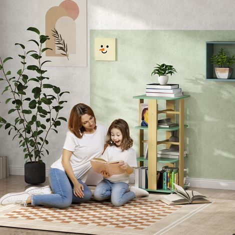 Bibliothèque enfant avec roulettes. rangement livre enfant 3 niveaux pour salle de jeux. chambre d'enfant. vert
