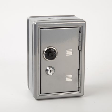 Un Coffre-Fort Métal Stylé avec Double Clés et Serrure à Code, Idéal pour ranger petits documents, passeports, espèces, bijoux et or Gris (1/5)