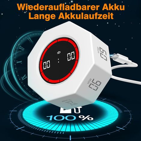 Timer visivo ricaricabile, timer Pomodoro a gravità, timer per conto alla rovescia, volume regolabile, ideale per apprendimento, fitness, cucina, bianco - ALTRO (1/4)