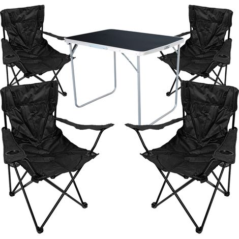 5-tlg Campingsessel Schwarz + Campingtisch-MMC330871B+4xMPO2430 (1/5)