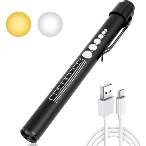 Penna diagnostica medica con luce pupillare per infermieri e operatori sanitari con scala, ricaricabile tramite USB, a forma di penna LED (1/5)