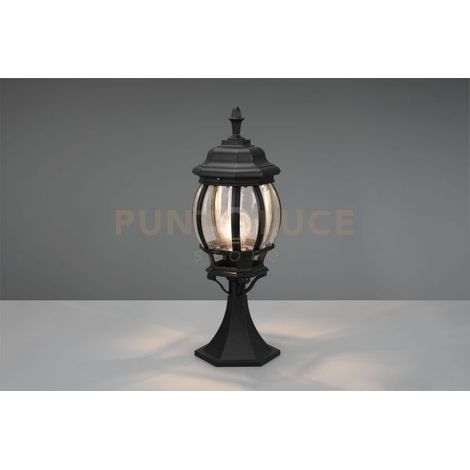 ELVO PALO SEGNAVIALI DA ESTERNO BOMBATO FUSIONE DI ALLUMINIO NERA E VETRO TRASPARENTE H. 49CM IP44 1 LUCE ATTACCO E27