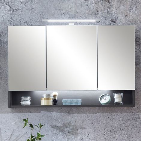 Armoire toilette Karan 100cm 3 portes avec éclairage - anthracite