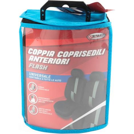 Coppia coprisedili anteriori Flash auto universale airbag nero grigio