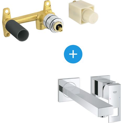 Grohe – Mitigeur monocommande 2 trous lavabo encastré mural 23447000SET – Chrome – Corps encastré – Mousseur ajustable 5L/min – Entraînement SilkMove (1/5)
