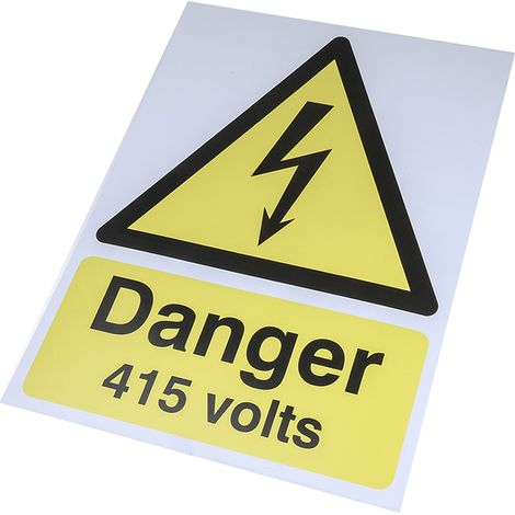 Panneau de danger, avec pictogramme : Danger Electricité " Danger 415 Volts " ( Prix pour 1 )