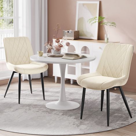 HavenlyHome - Lot de 4 Chaises Salle à Manger, Velours Beige, Assise Rembourrée, Ergonomique, Réglables,Pour Salon Chambre à Coucher