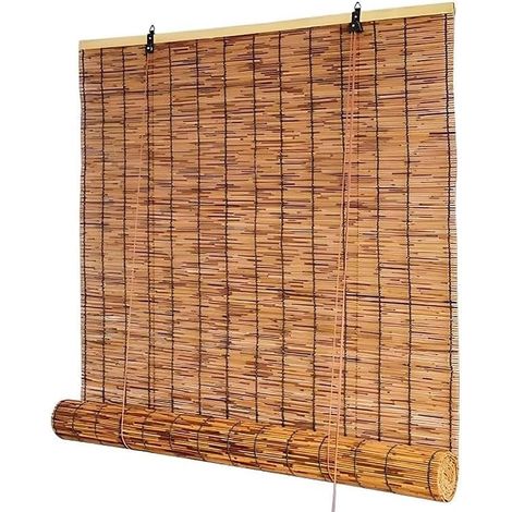 Rideau en Roseau Naturel Stores À Rouleau Bambou Enrouleurs Respirants Occultants 50x80cm 60x100cm 90x105cm 110x130cm 140x160cm Store Venitien pour Jardin Patio Galerie Balcon -