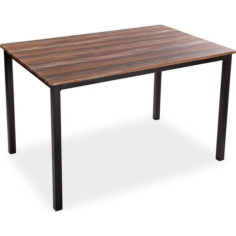 Table à Manger pour Cuisine, Terrasse, Jardin ou Salle à Manger, Dimensions (H x l x L) 76 x 80 x 120 cm, Bois et métal, Couleur: Noir (1/4)