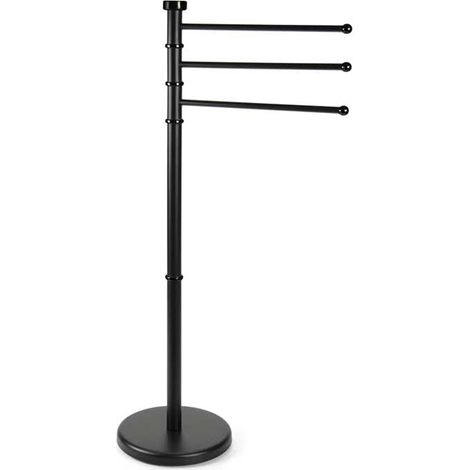 Piantana Portasciugamani Milano da bagno 3 Bracci in Metallo Nero 22x31x85 cm (1/5)
