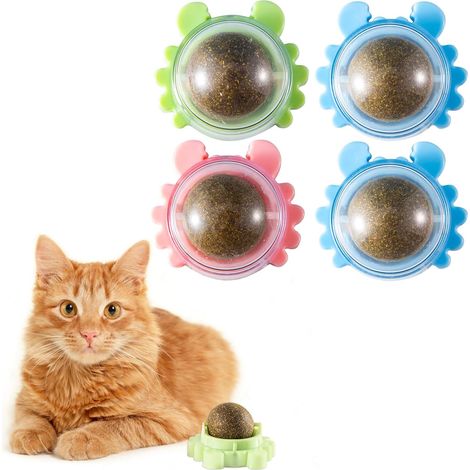 Palline di erba gatta, giocattoli interattivi per gatti a 360°, parete di erba gatta per alleviare l'ansia, giocattoli commestibili per interni con erba gatta, palline di erba gatta rotanti e masticab