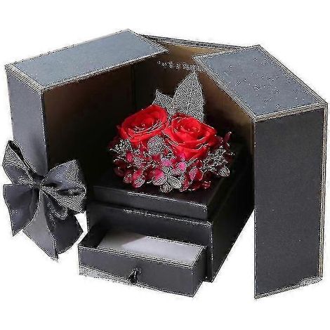 Rose véritable préservée, rose éternelle faite à la main avec un cadeau « Je t'aime », cadeau romantique surprise pour Noël, la Saint-Valentin, la fête des mères, un anniversaire et un mariage. (1/5)